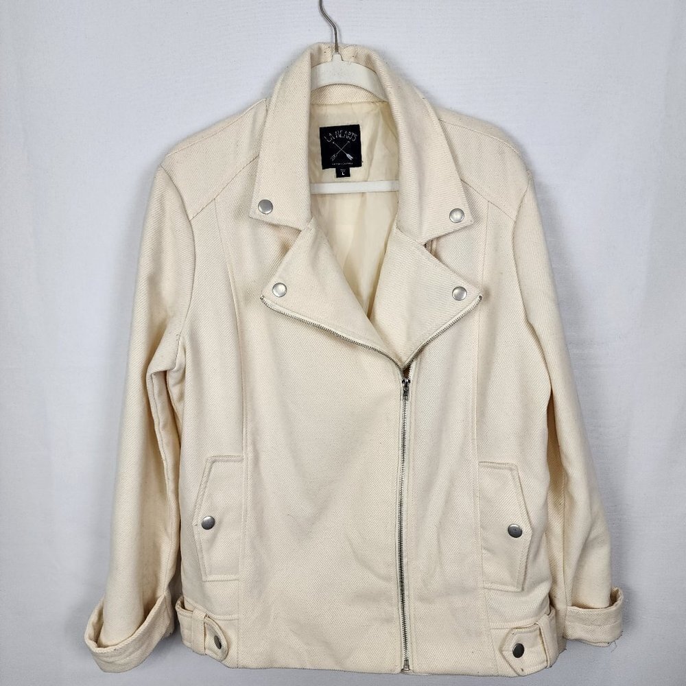 LA Hearts Pac Sun Cream Moto Jacket L